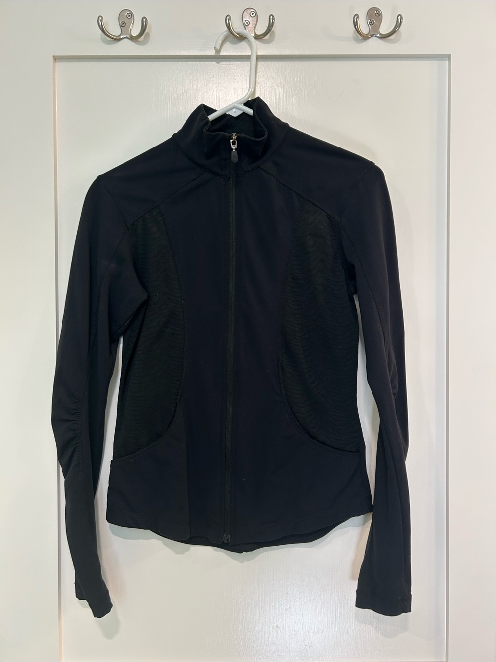 Kyodan Black Full Zip Performance Jacket P/S Mesh Ruched Yoga Running